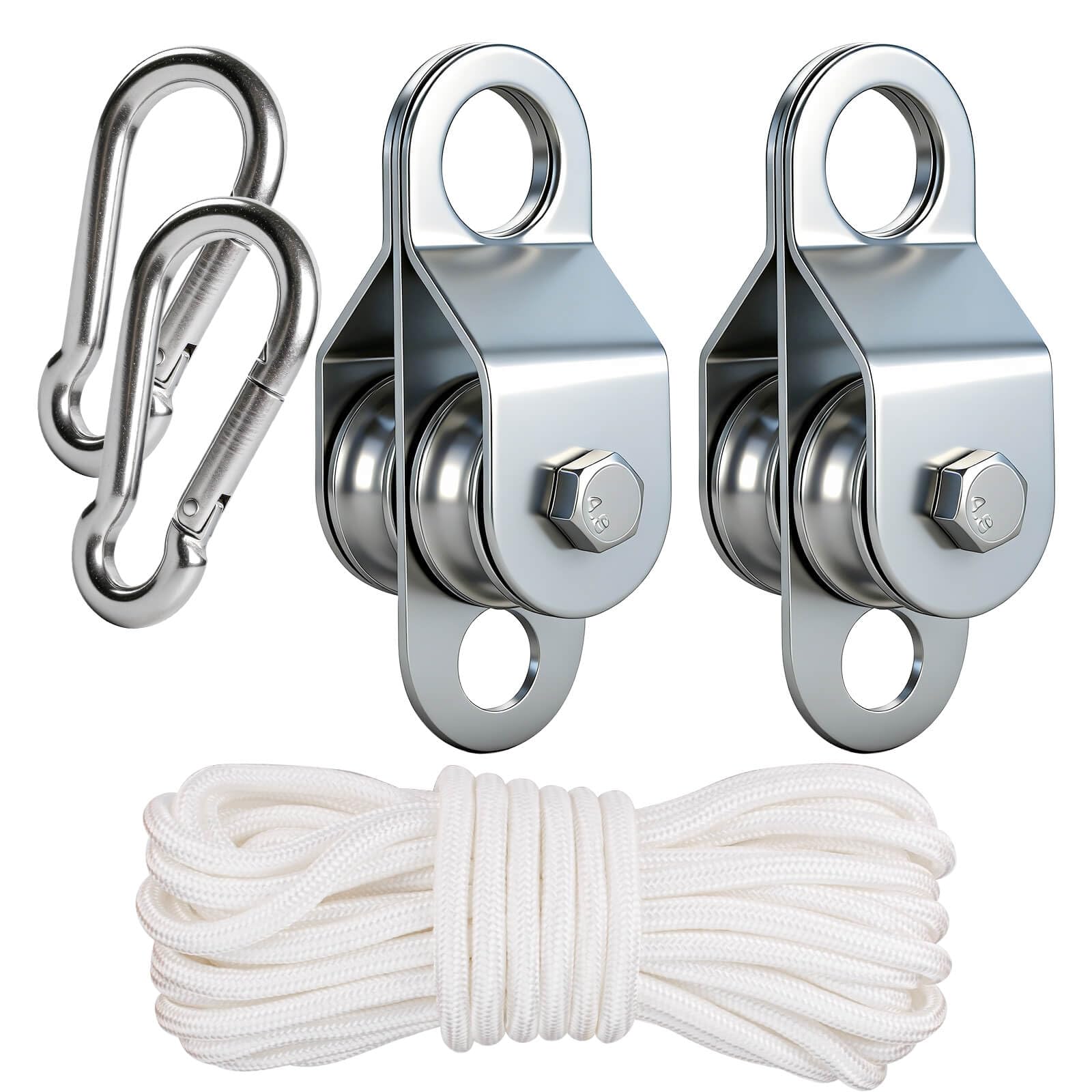 Double Snatch Block - 32ft Rope & Hook - 150LB Lifting -3 Double Snatch Block - 32ft Rope & Hook - 150LB Lifting -3