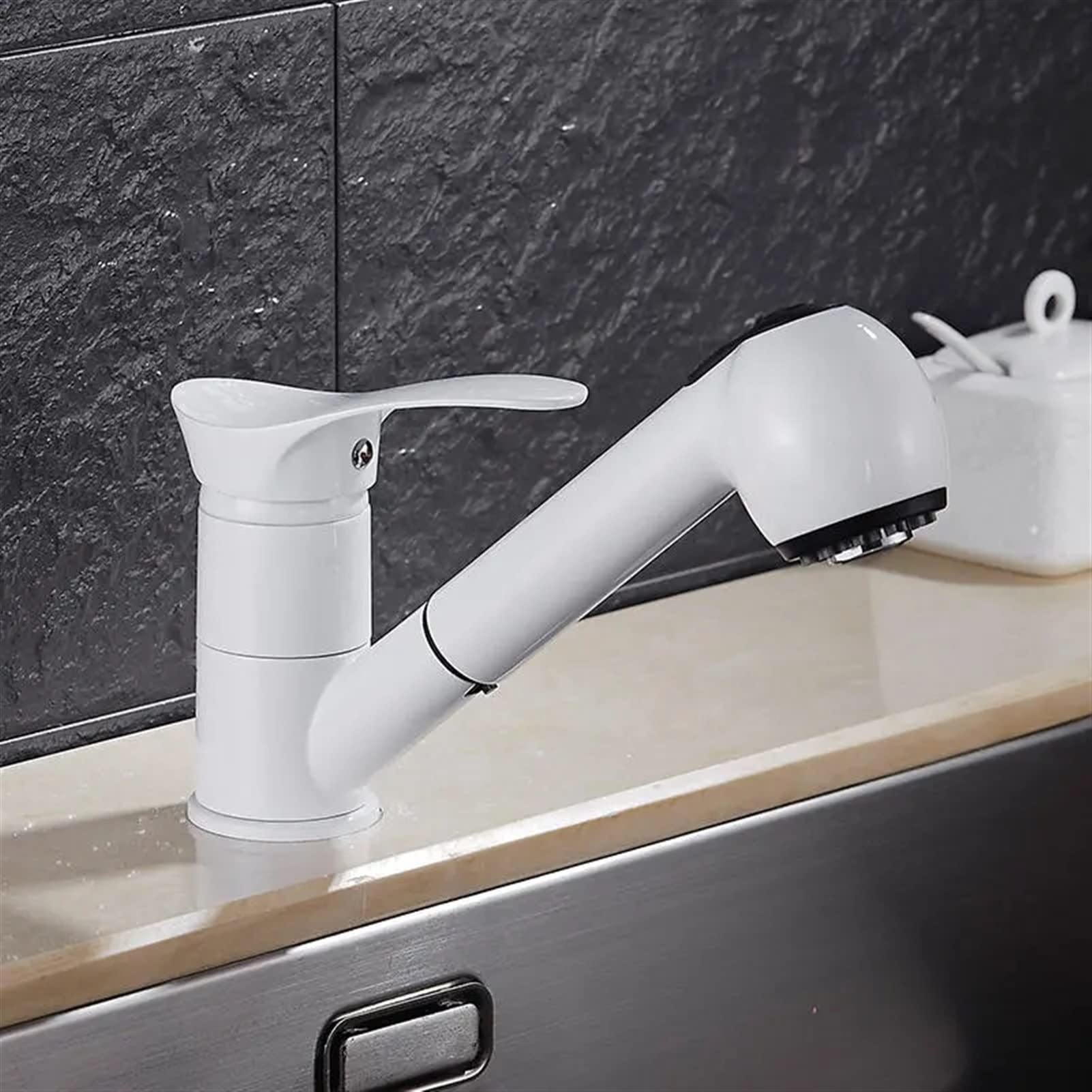 Bathroom Sink Faucet KC-9074 Pull Out Kitchen Faucet Water-Saving Polished Basin Mixer Brass Hot and Cold Tap Kitchen Tap