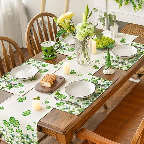 Miniatura 4 de Artoid Mode Clover Shamrock - Juego de 4 manteles individuales para el día de San Patricio 12 x 18 pulgadas manteles de temporada para fiestas