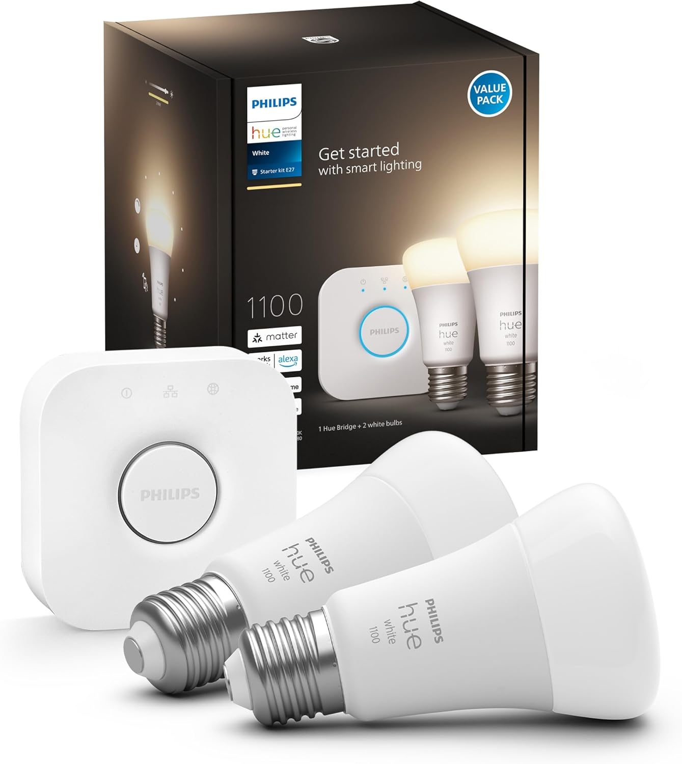 Philips Hue Beyaz Akıllı E27 Led Ampul Başlangıç Seti, Kumandalı