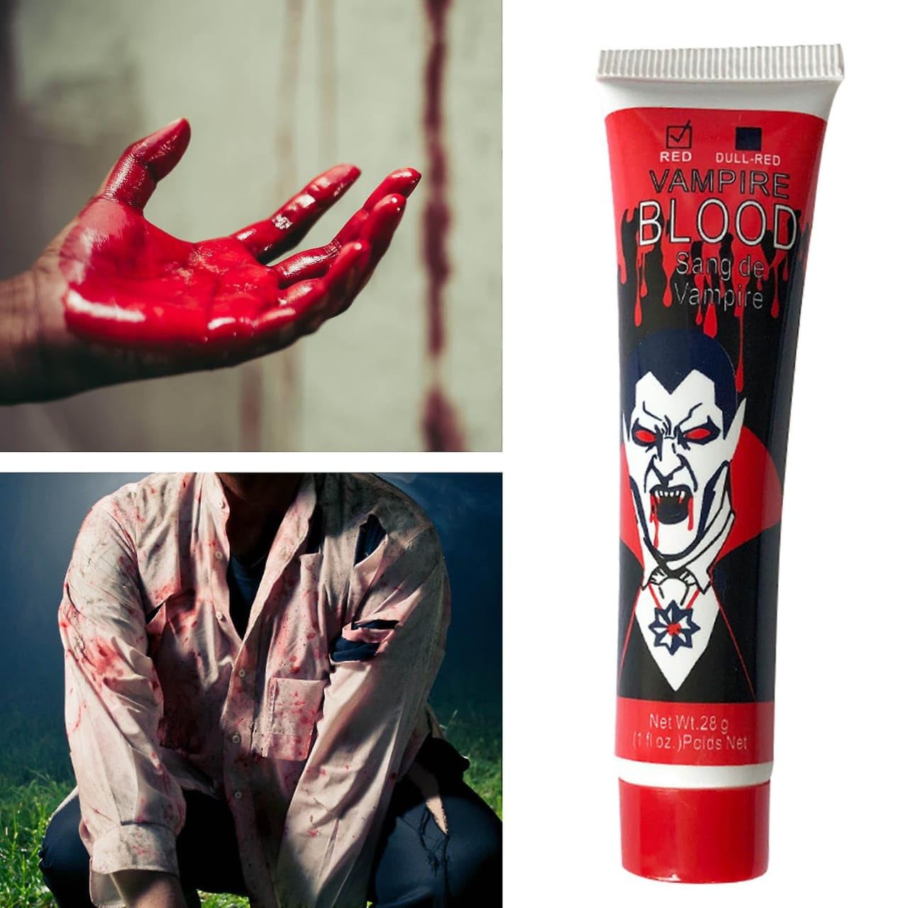 PT 60ml set of 2 Artificial Blood, Halloween Makeup Prop Special Wound Scars Fake Blood False Blood for Halloween Red 60ml set of 2 2
