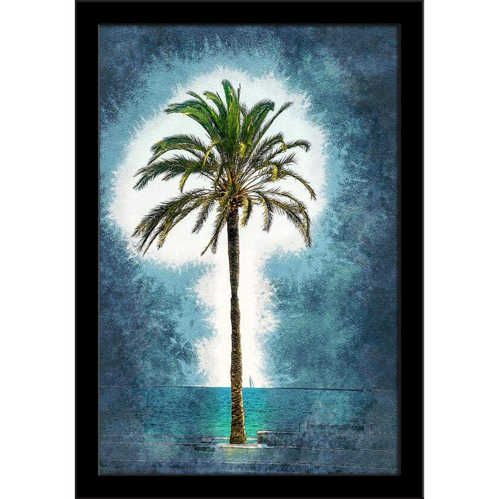 BOXD Palm Trees Along Coast In Palma De Mallorca, Spain D6 Painting Poster Black Frame 13 X 19Inch
