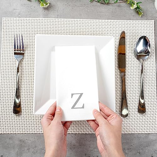 Miniatura 5 de Restaurantware Luxenap - Toallas de cocina de 15.8 x 7.9 pulgadas, 50 toallas de mano con letras, letras plateadas, letra "Z", fuente Sans Serif,
