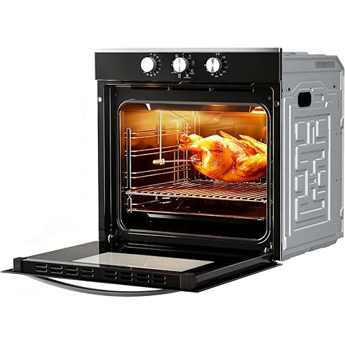 24 Inch Single Wall Oven, 2.83 Cu.Ft Large Capacity Built-in Electric Wall Oven, Fast Preheat with 3 Heating Elements, 8/11 Cooking Functions