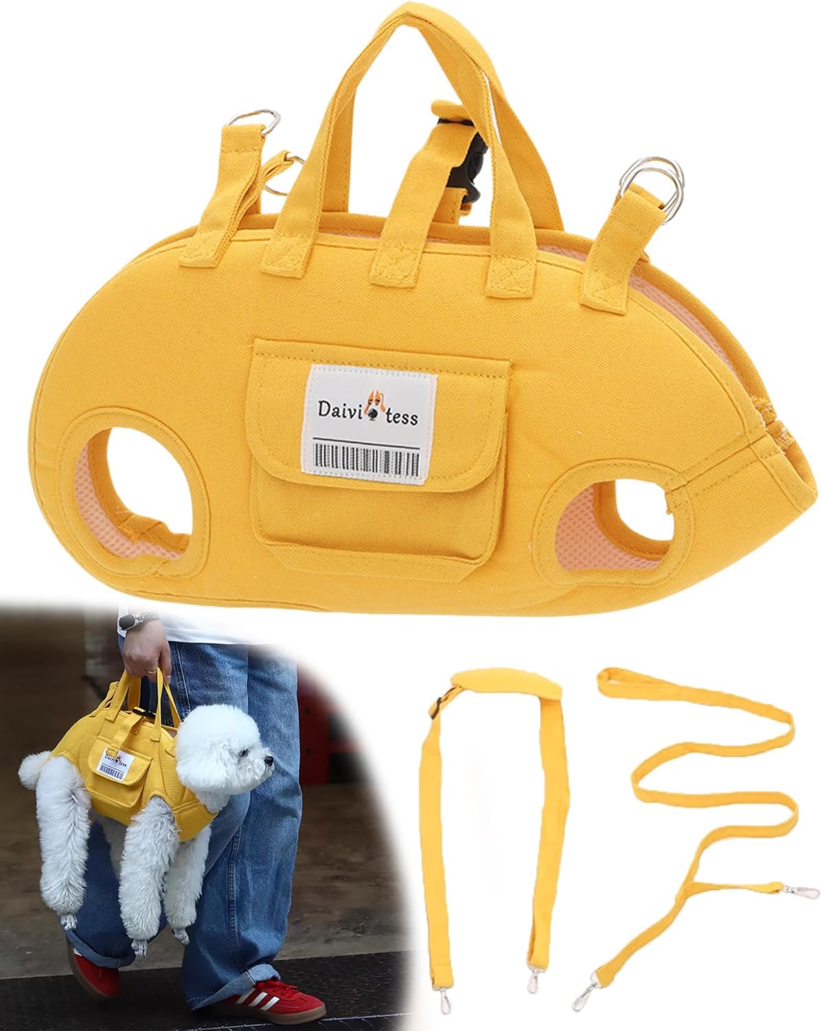 Small Dog Carry Sling with Handle – Hands-Free Carrier for Injured or Senior Dogs (5.5-8.8 lbs) Yellow Small Dog Carry Sling with Handle – Hands-Free Carrier for Injured or Senior Dogs (5.5-8.8 lbs) Yellow