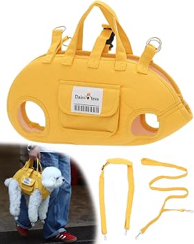 Dog Carry Sling, Full Body Sling with Handle, Hands Free Shoulder Carrier for Senior Dogs Joint Injuries, Joint Injuries, Up and Down Stairs Yellow,M, 8.814.3 lbs