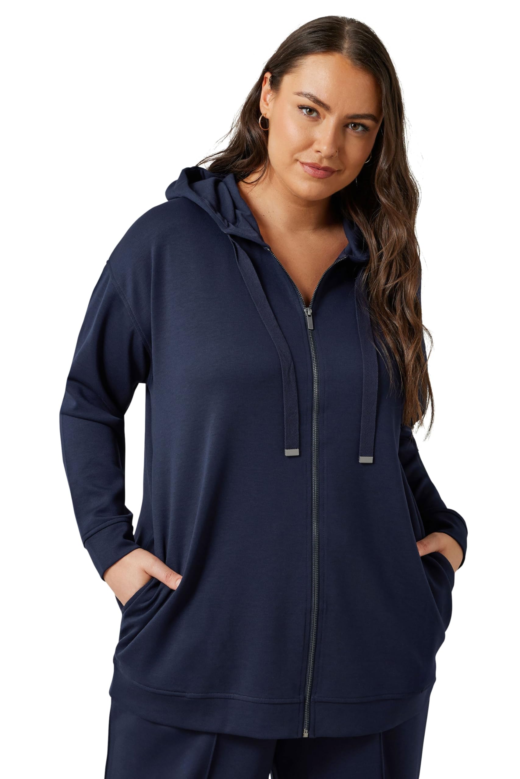 Evans Women's Dark Navy Zip Through Hoodie In | Size: 30-32