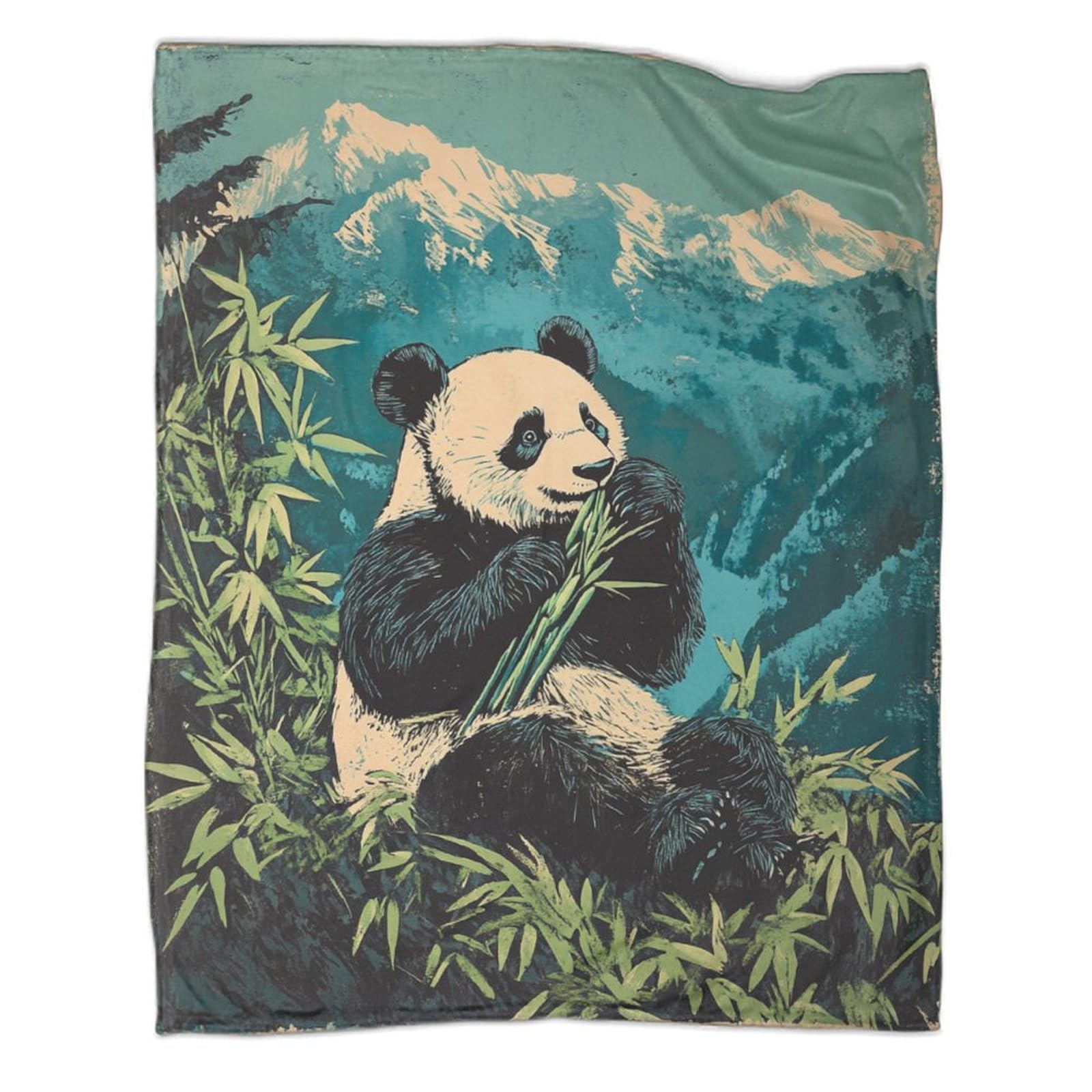 Couverture en flanelle motif pandas polaire douce pour canapé 150x200cm