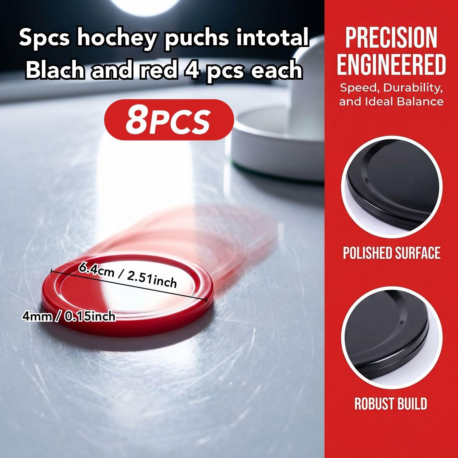 Air Hockey Pucks 2.5 Inch 8 Pack Durable Smooth Glide Replacement Pucks for Air Hockey Table Compatible with Standard Pushers and Goals 2 Styles image 2