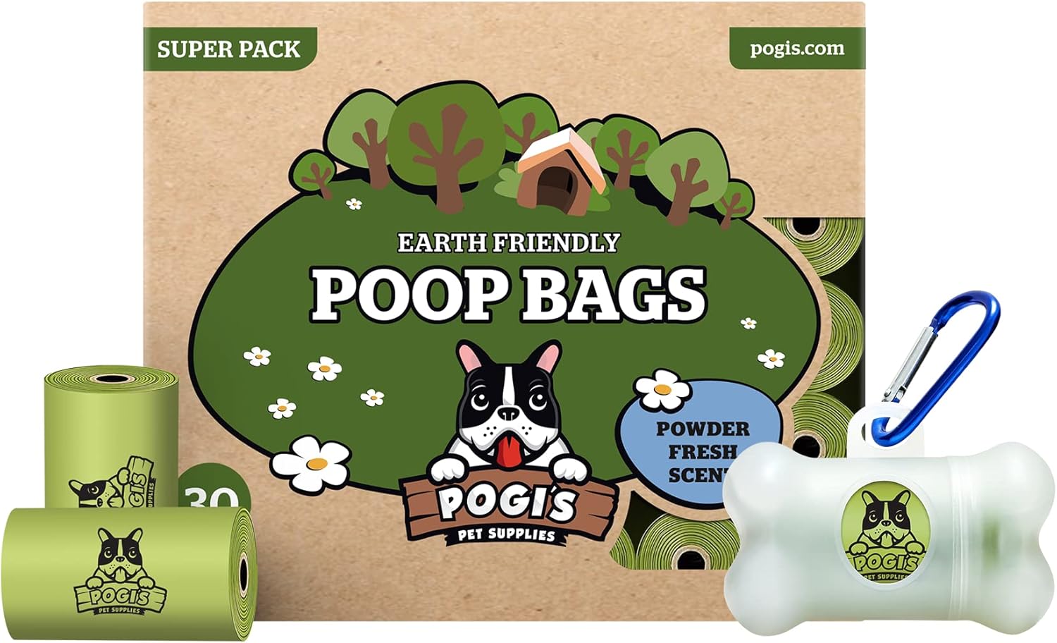 Pogi's Dog Walk Combo - Includes 1 Handy Dispenser and 465 Doggy Poop Bags