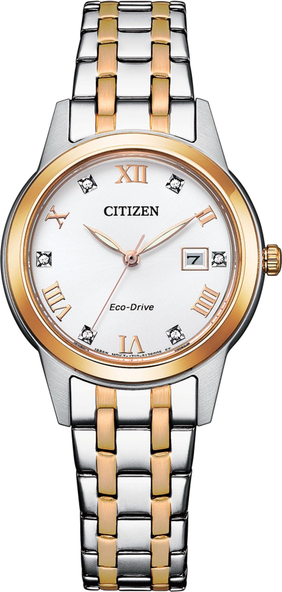 CITIZEN Damski analogowy zegarek kwarcowy z bransoletką ze stali szlachetnej FE1246-85A, biały, One Size, Bransoletka