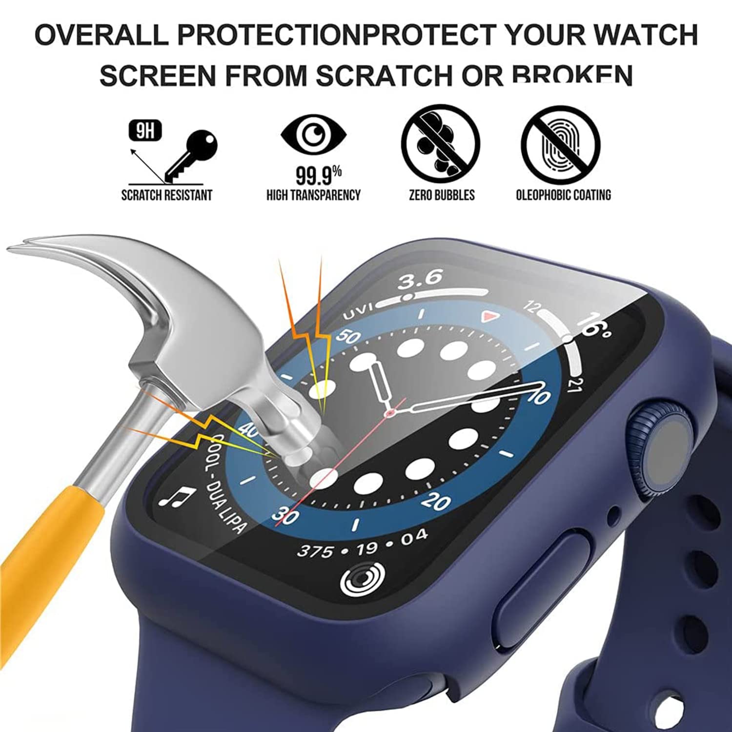 TINSOI Hard PC Case with Tempered Glass Screen Protector Compatible with Apple Watch Series 3 Series 2 Series 1 38mm