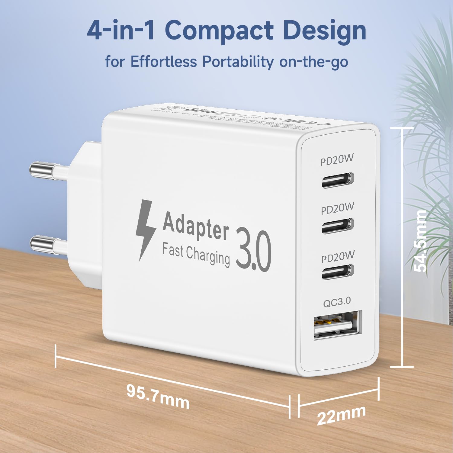 Ładowarka USB-C 50W, 4 porty, szybka ładowarka wieloportowa USB-C, wtyczka ładowania USB C, wtyczki wieloportowej USB,szybka ładowarka do iPhone'a 17 16 15 14 13 12 11 Pro Max, Samsunga Galaxy S25 S24