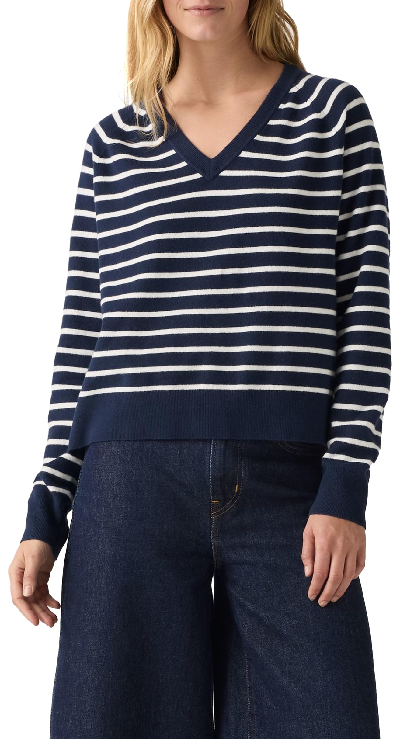 Levi's Tara Supersoft V-Neck Pullover Parisienne, Parisienne Stripe Pe, XS