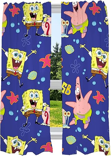 Franco - Juego de cortinas para la habitación de los niños, 82 x 63 pulgadas, Bob Esponja