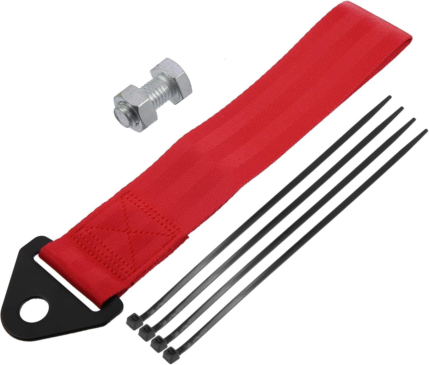 X AUTOHAUX 1 Set Front Bumper Car Tow Strap Trim Trailer Belt with Rope Trailer Hook