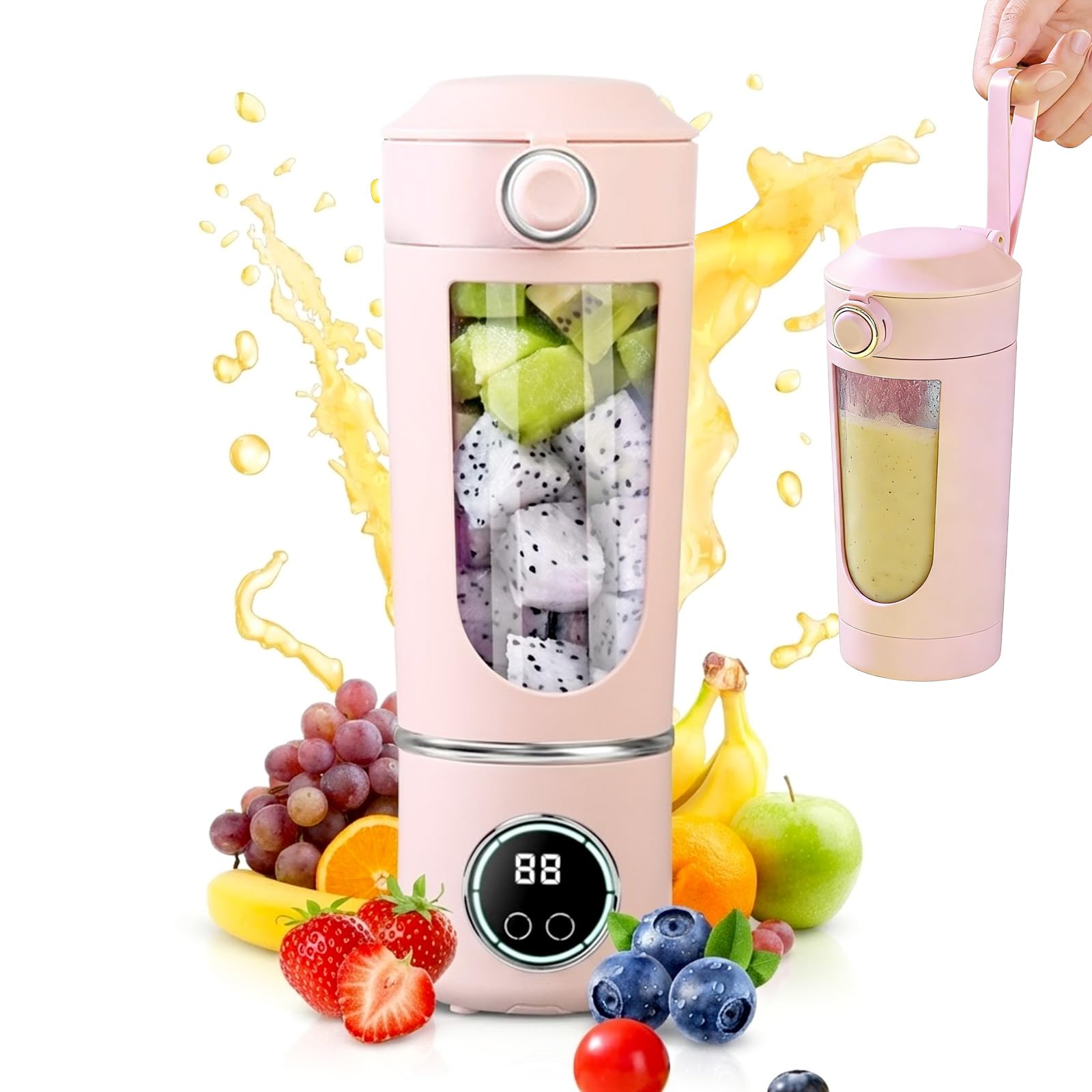 Portable Juicer Blender, Personal Blender 700ml USB Rechargeable for Shakes and Smoothies with 12 Blades and Extra Lid, Traveling Portable Fruit Veggie Juicer Electric Blender for Gym,Office,Traveling