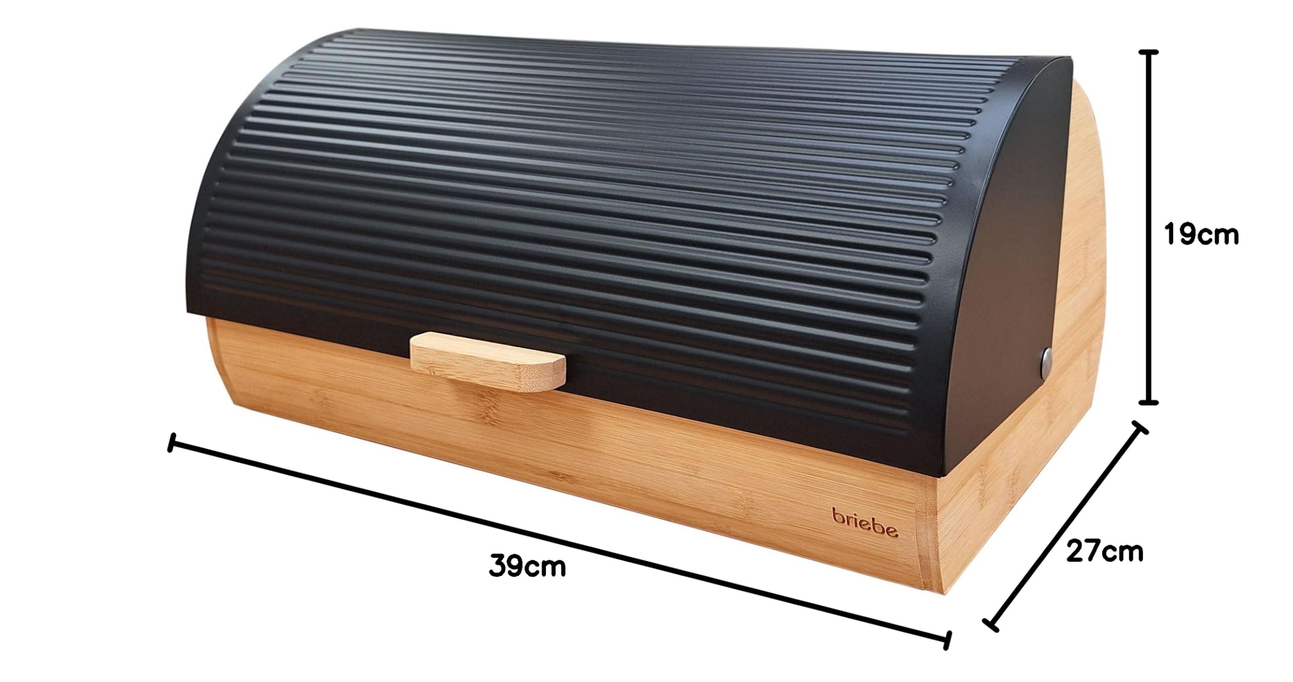 briebe Nordic Boîte à Pain en Bois de Bambou, Couvercle Coulissant pour Conserver le Painen, Bread Box pour le Rangement des Viennoiseries, Design Nordique Moderne, Noir