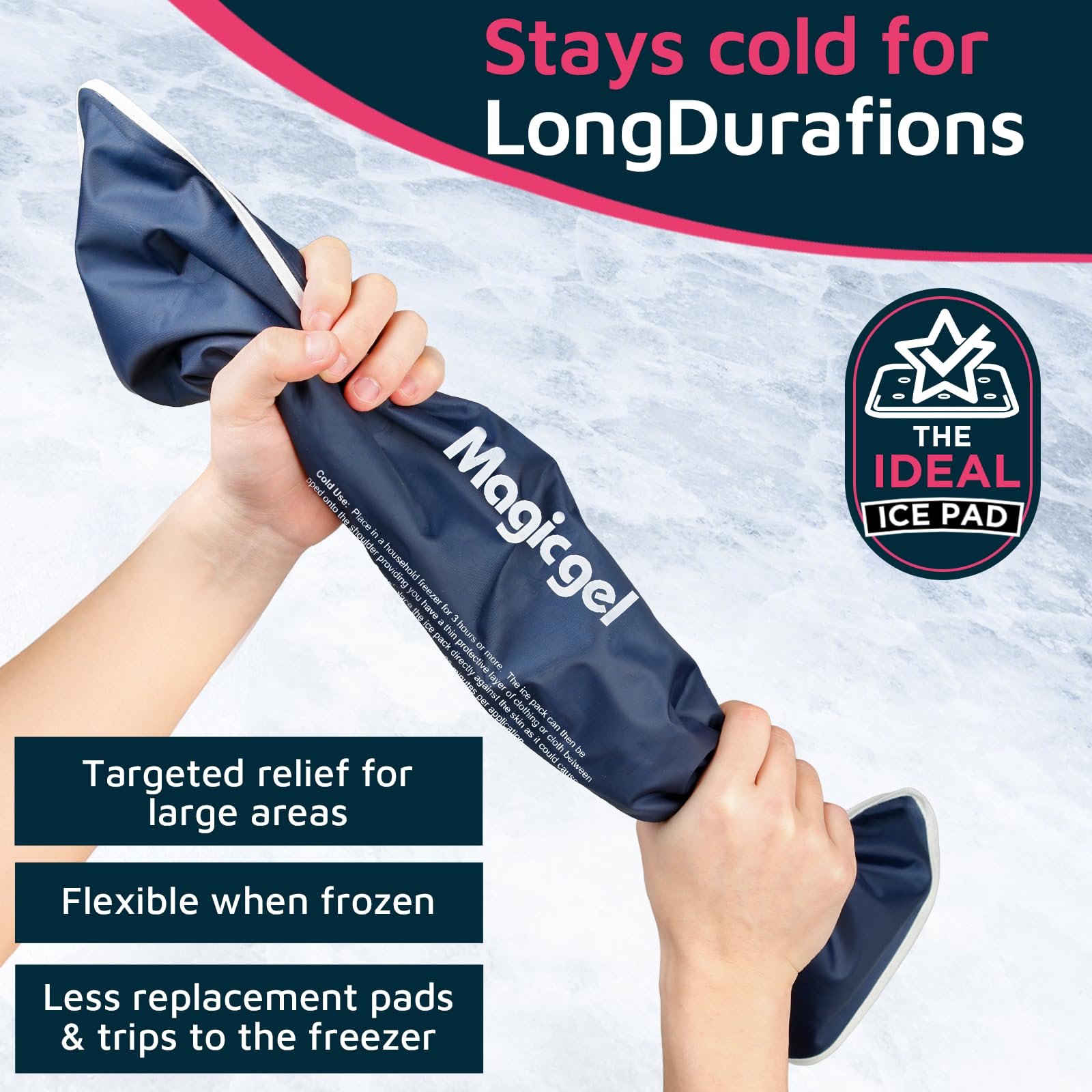 Magic Gel Bolsa Hielo Lesiones Extra Grande - Bolsa Gel Frio para Lesiones XL - Compresa para Congelador o Microondas - Alivia Dolores de Espalda Fisioterapia Recuperación Rápida y Más - Gris