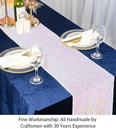 Vista 62 de Mantel para mesa rectangular con lentejuelas color champagne de 60 x 102 pulgadas de ShiDianyi Verde iridiscente