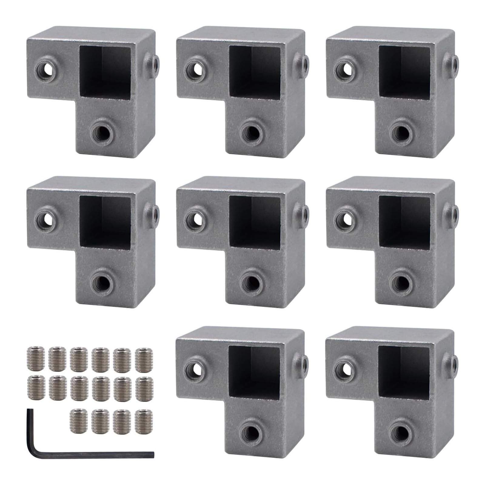 Connecteur tube carré 3 voies pour rack de rangement et joint de clôture industrielle