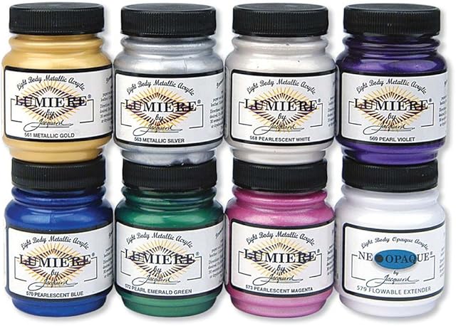 Jacquard Products Jacquard Lumiere Metallic Acrylic Paint 2.25Oz, 8 Color Set