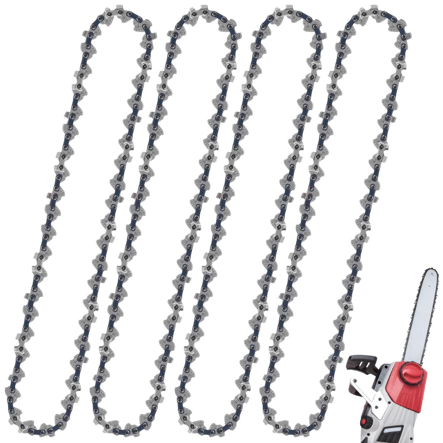 4 Pack 8 Inch Chainsaw Chain Replacement – 45 Drive Links 1/4" Pitch Mini Chainsaw Blade, Fits Most 8-Inch Cordless Mini Chainsaws, Durable Carbon Steel Chain Saw Chain for Wood Cutting