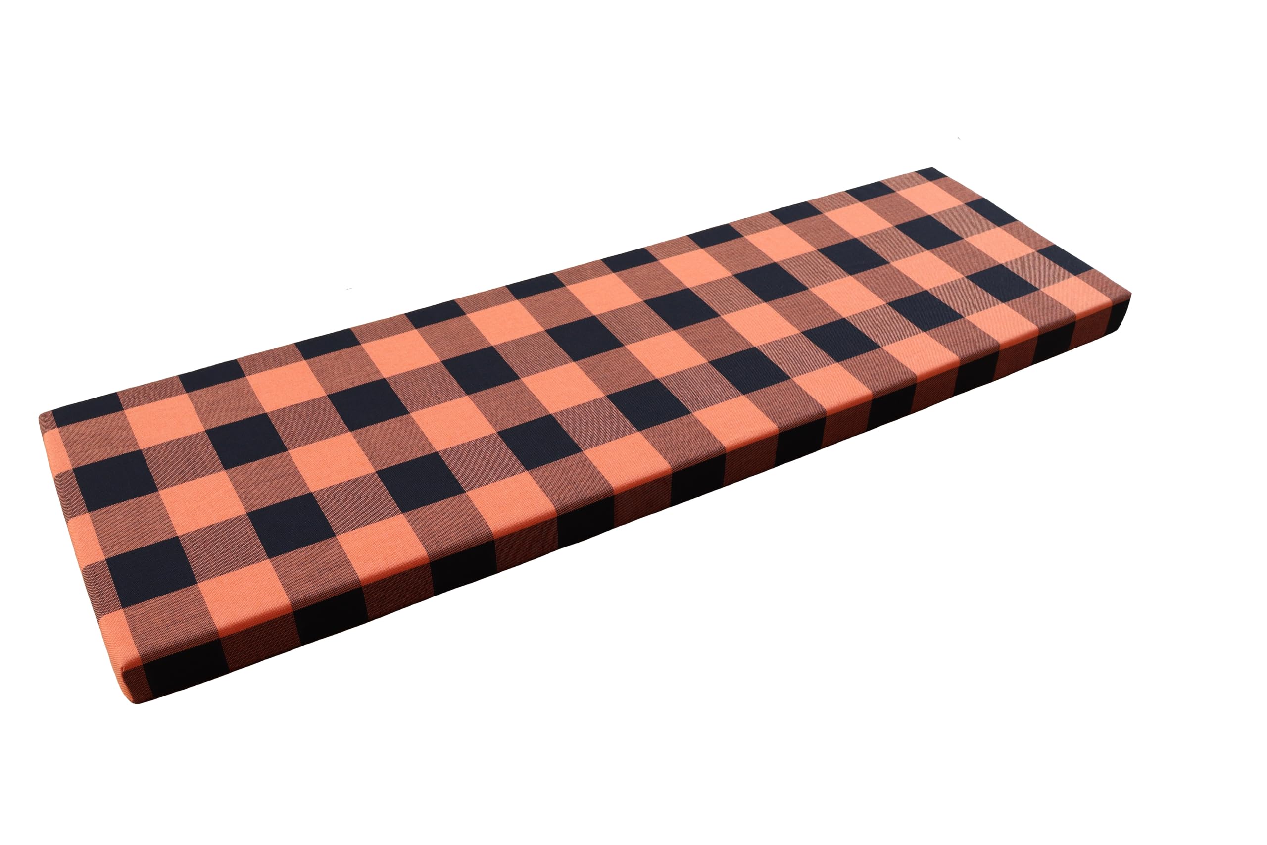 Ginsimar Custom Fall Bench Cushions Buffalo Plaid Check custom cushions with High Density Foam Decorative Farmhouse Cushion for Sofa Couch (Orange and Black, Custom size) — image 1