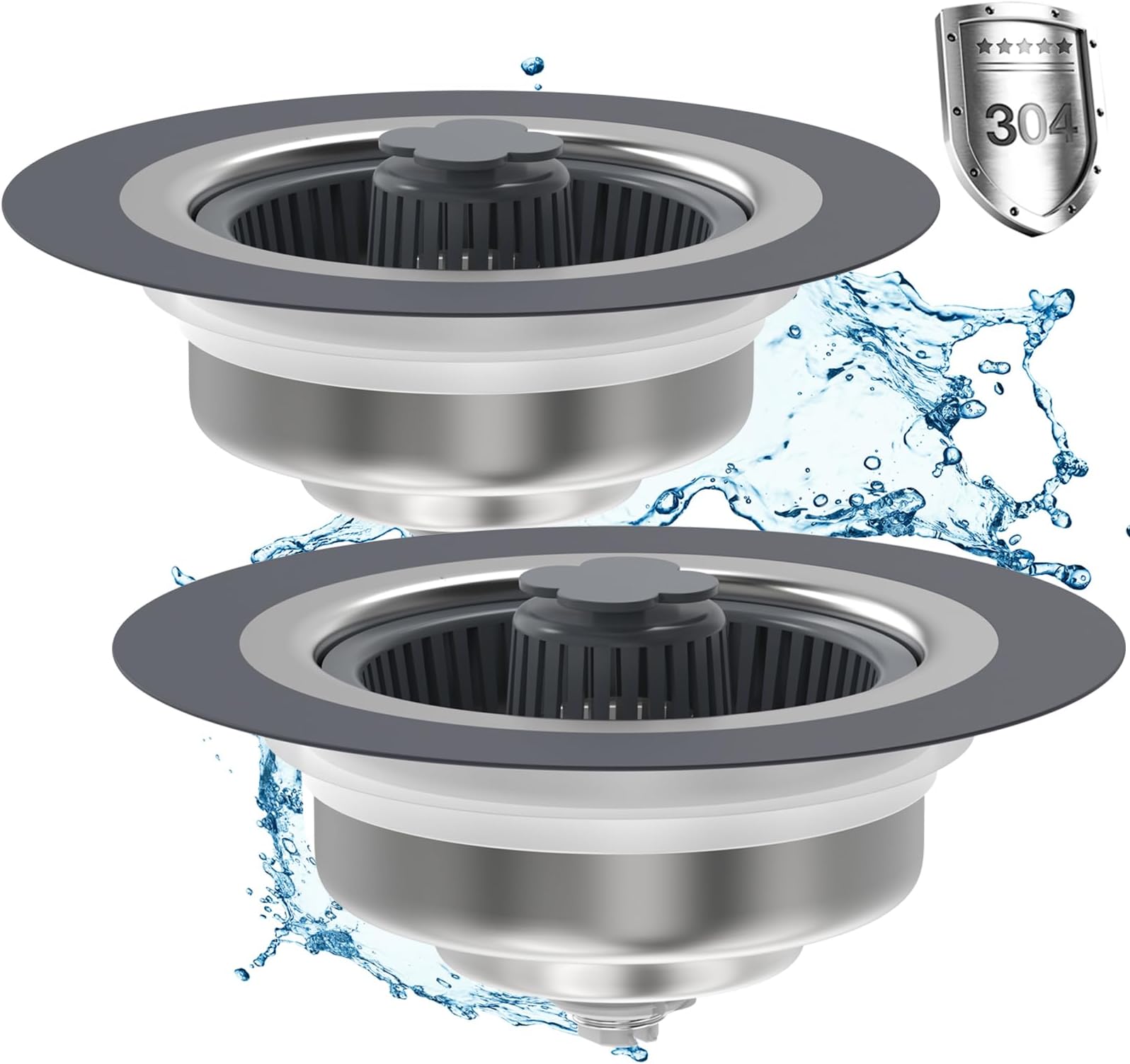 Kitchen Sink Drain Strainer Basket - 110mm Stainless Steel, Removable Basket With Stopper Lid