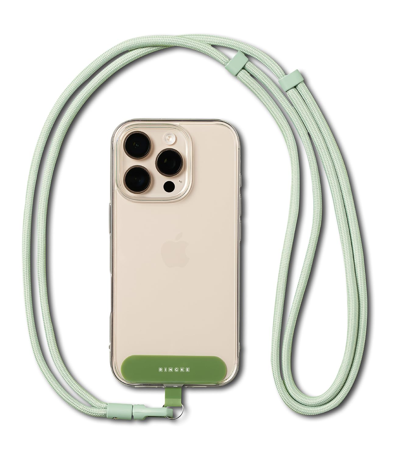 Ringke Holder Link Flow Shoulder Strap [Y Type] with TPU Tether Tab, Adjustable Tangle-Free Polyester Sturdy Rope Crossbody Lanyard Compatible with Universal Smartphone Case, etc. - Mute Mint