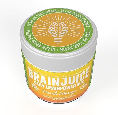 Miniatura 8 de BrainJuice Nootropics Suplemento de apoyo cerebral, polvo sin gluten para energía y concentración, mezcla de bebida con L teanina, Alpha GPC,