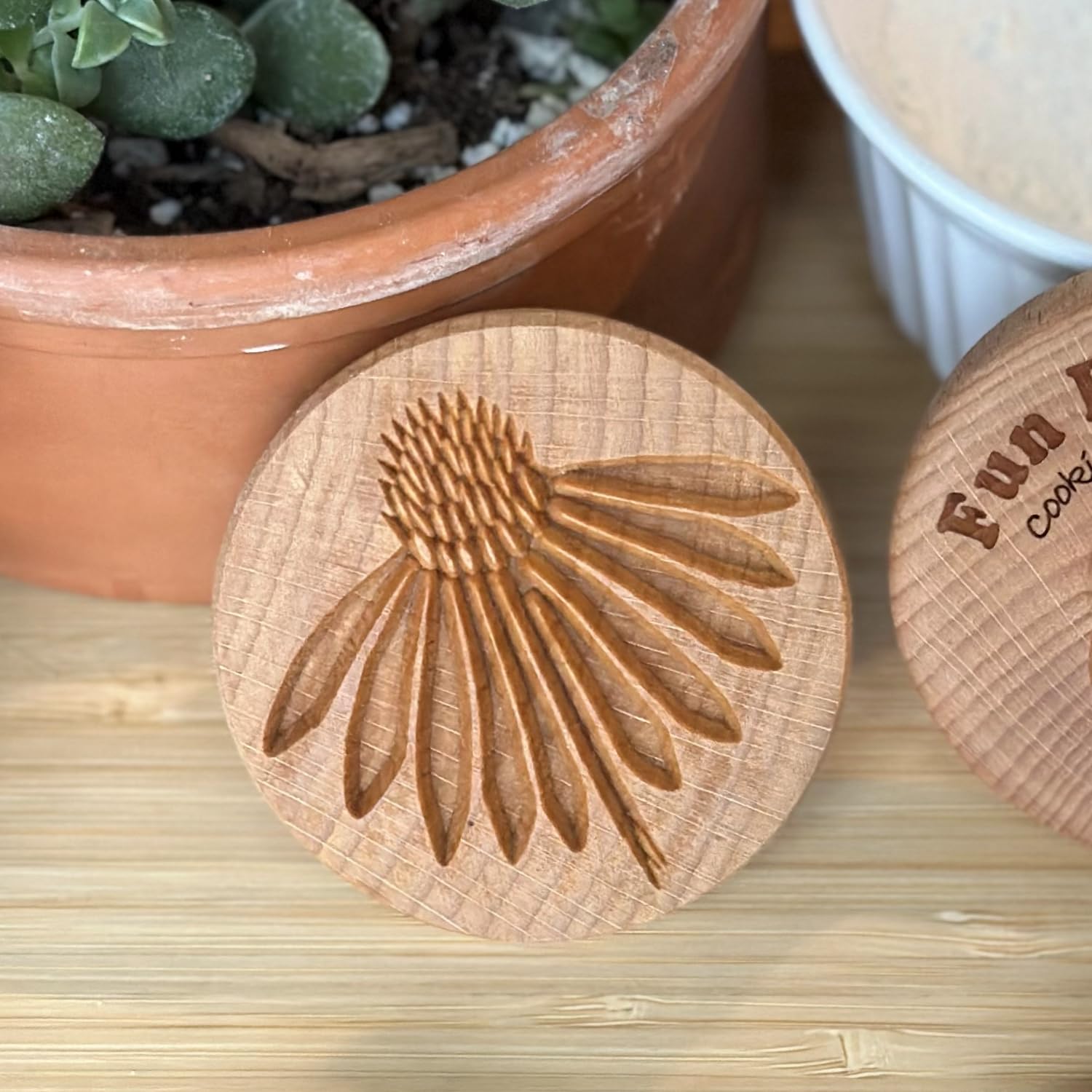 Sello de madera para galletas, 6,3 cm (flor de cono CS-076)