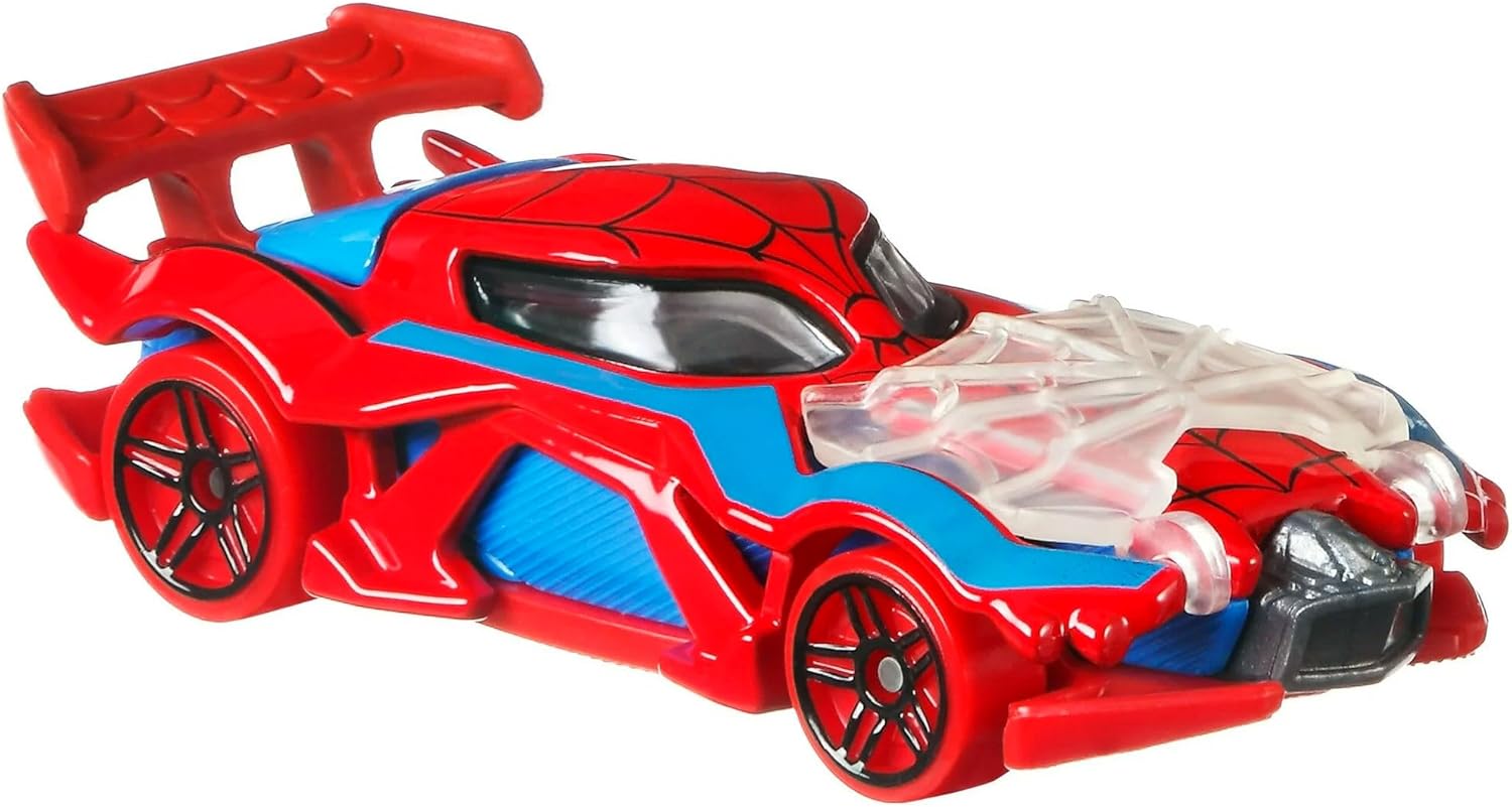 Hot Wheels Marvel Disney 100 Iron Man & Spider‑Man Character Cars Die‑Cast 2‑Pack, Ages 3+