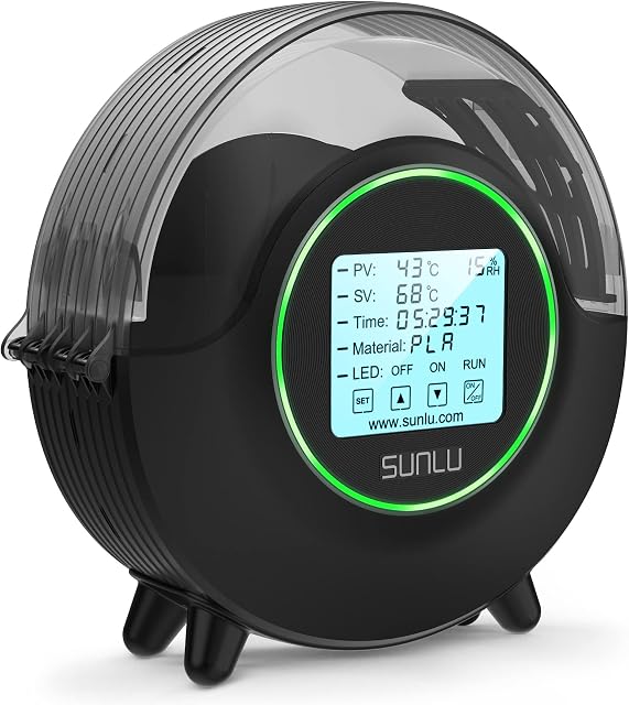 SUNLU Upgraded 3D Printer Filament Dryer Box S2,Keeping Filaments Dry for 3D Printing,360° All-round Heating,Large LCD Touch Screen,Remove Moisture from Wet Filaments,Black