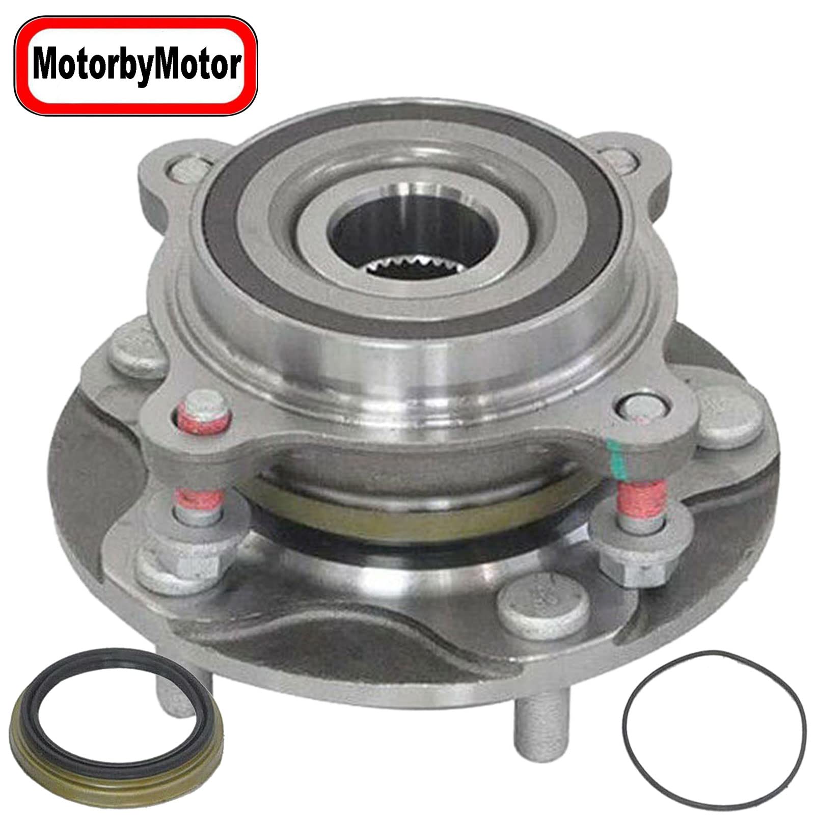 MotorbyMotor 950-002 Front Wheel Bearing Hub Assembly 4WD with 5 Lugs Fits for 2008-2018 Toyota Sequoia, 2005-2018 Toyota Tundra Wheel Hub Bearing Assembly (4x4)