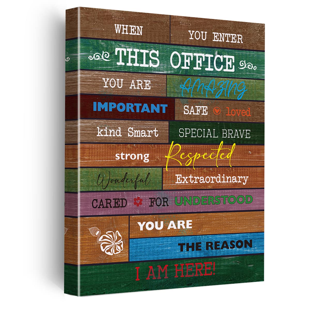 Inspirational Office Canvas Print Decor When You Enter This Office You are Amazing Painting Retro Rustic Art Posters Home Decoration 11.5x15 Inches (Framed)