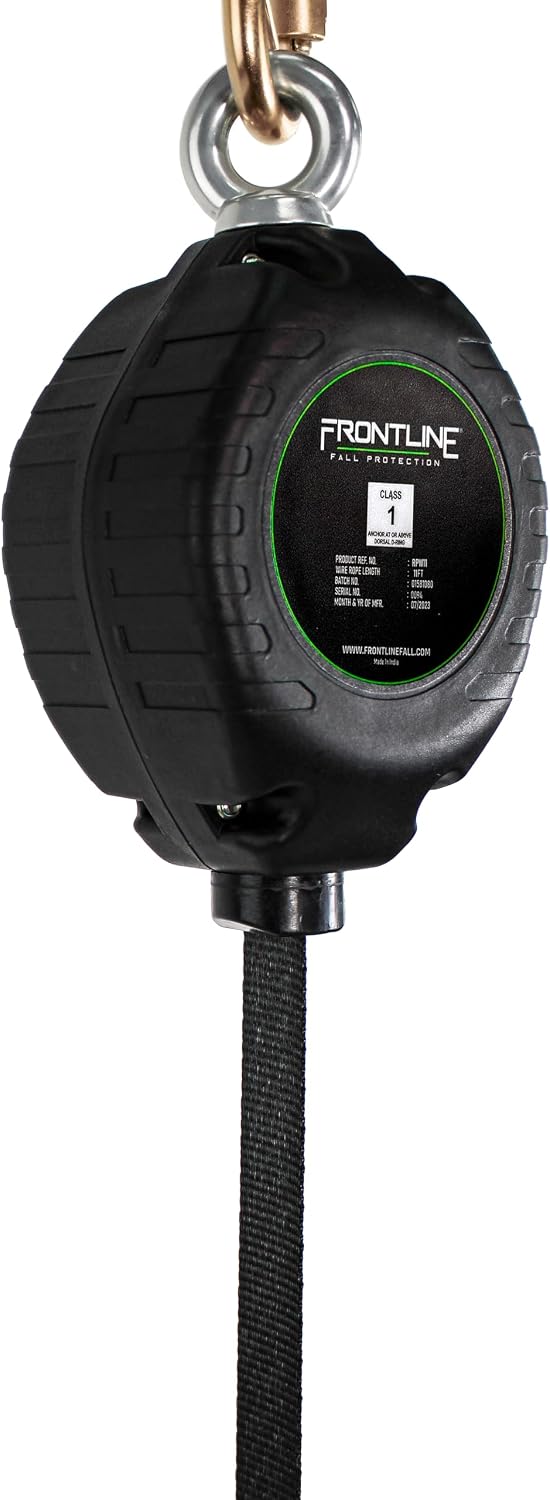 Frontline RPW11 Web Single Leg SRL with Steel Snap Hook End |OSHA & ANSI Compliant SRL | Durable, Lightweight & Compact | Tangle Free Webbing | Construction Safety Yoyo