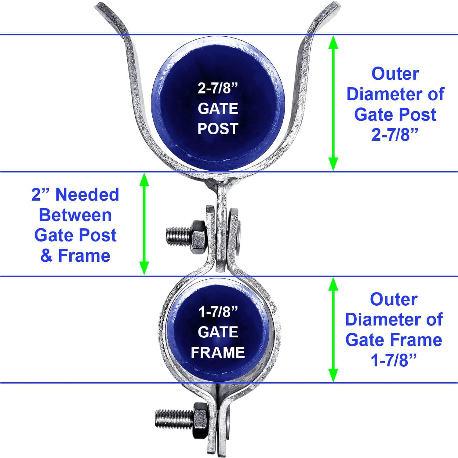 1-7/8" x 2-7/8" Chain Link Fence Gate Fork Latch - Fence Gate Latch - Galvanized Fence Gate Latch with Hole for Padlock