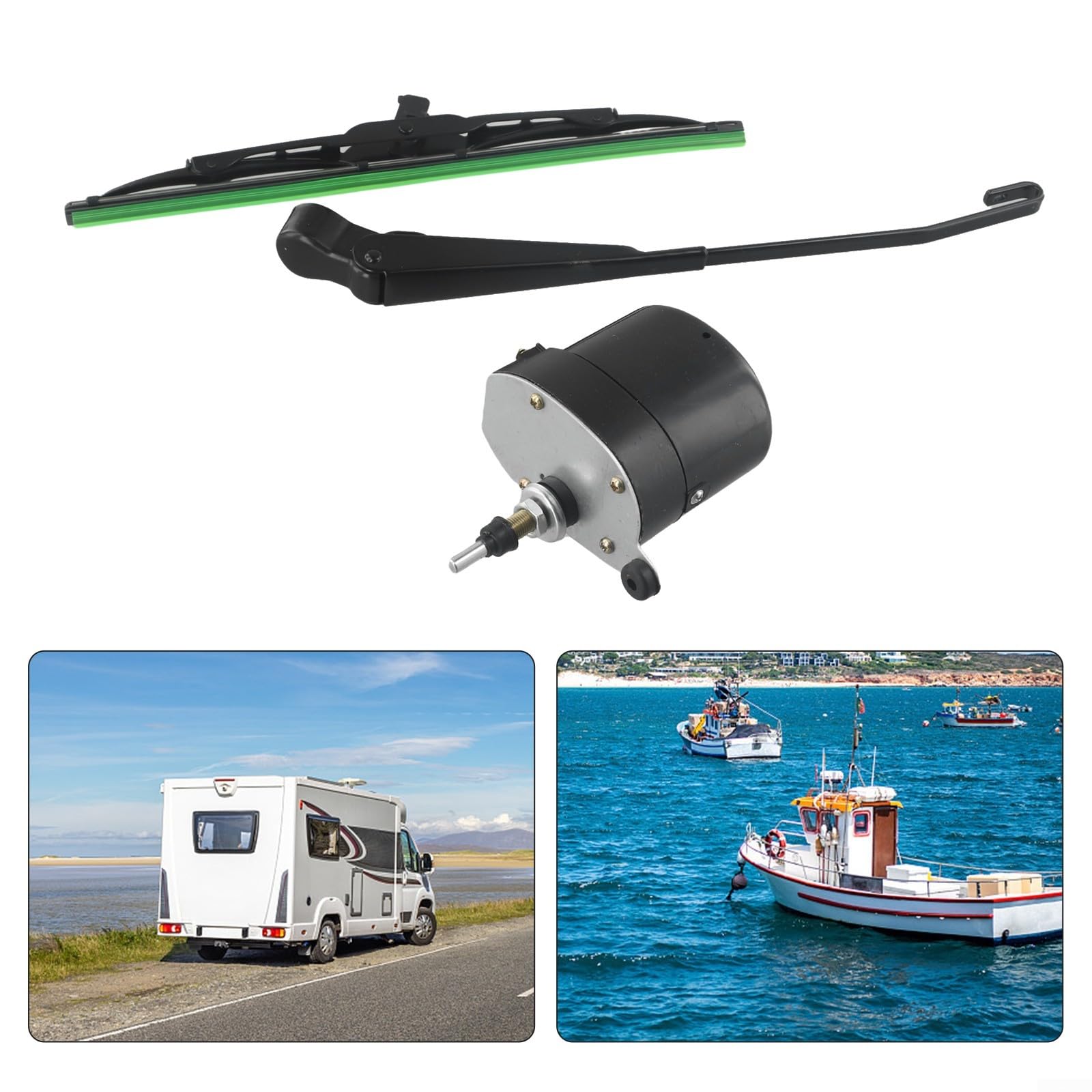 Moteur d'essuie-glace électrique 12 V avec plage d'essuyage de 105 ° et lame de 400 mm, pour boîtier en métal durable, contrôle du commutateur, compatible avec les cabines de tracteur