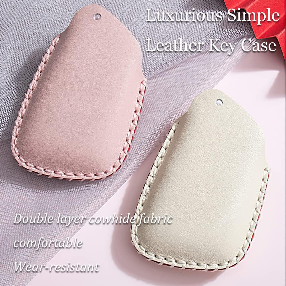 HIBEYO 2022 Leather Key Fob Cover for 2021 Cadillac CT5 CT6 XTS XT4 XT5 CTS XT6 Car Key Case with Keychians Key Hold Shell Accessories for Cadillac Escalade 5 Buttons-Green