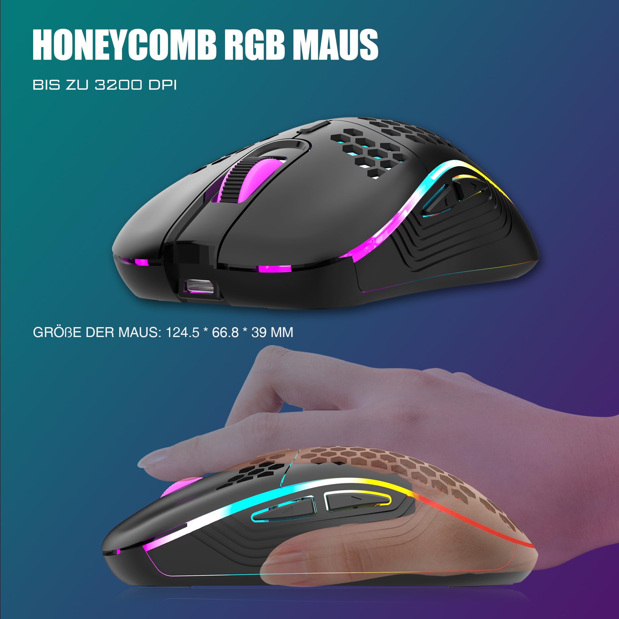 RedThunder 75% Kabelloses Gaming Tastatur und Maus Set, QWERTZ DE Layout, 85 Tasten TKL Wiederaufladbare Kompakte Tastatur, Ultraleichte 7200DPI-Maus mit Wabenkonstruktion für PC MAC PS5 Xbox Gamer