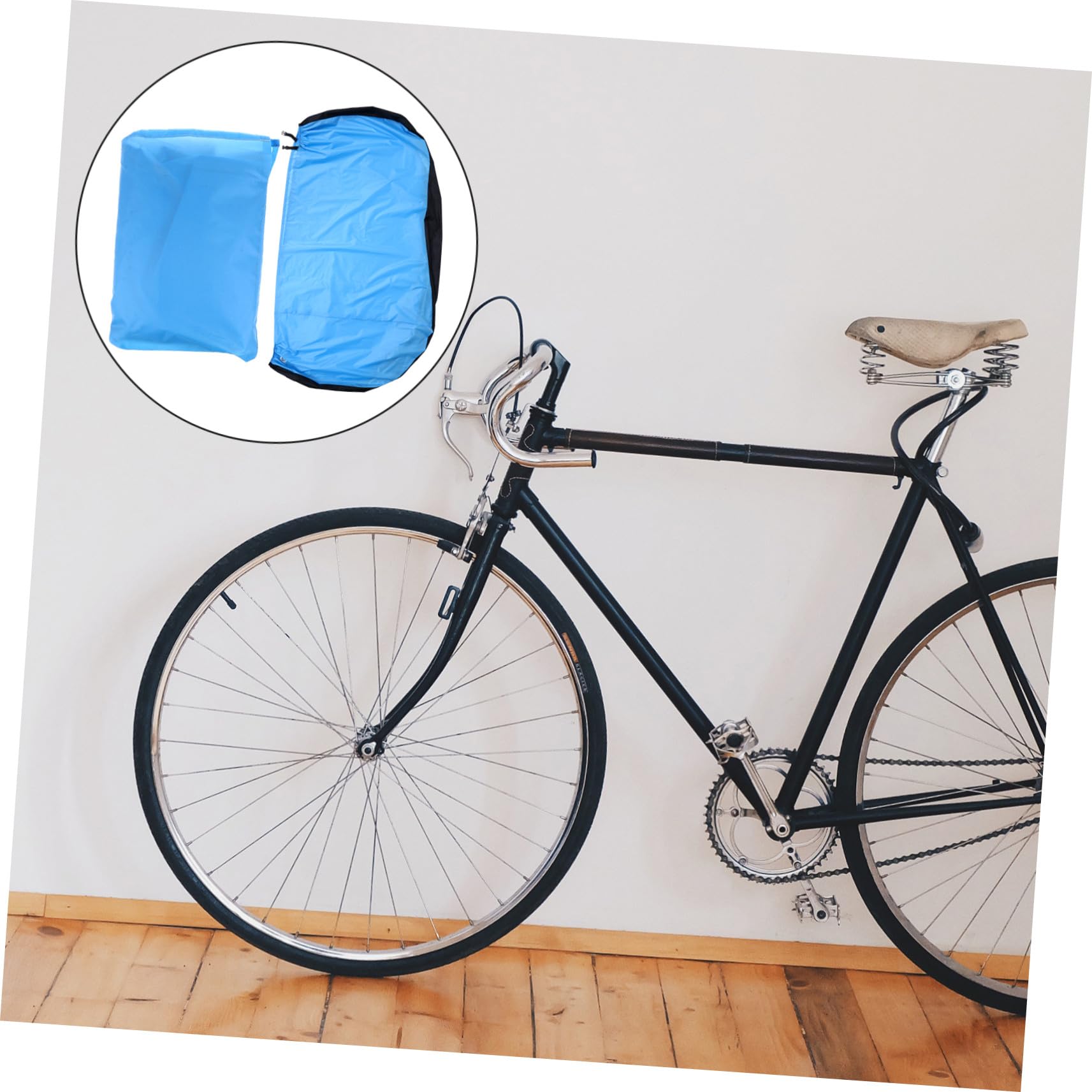 BESTonZON Fahrradabdeckung aus Umbrella Stoff mit Schlossöffnung und Aufbewahrungstasche Schutz für Fahrrad im Außenbereich Leicht zu Reinigen Blau Größe L