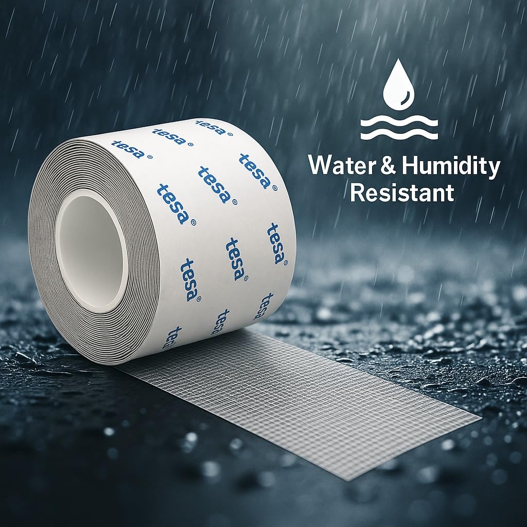 Dpm tapes – Nastro adesivo ripara zanzariere in fibra di vetro con adesivo Tesa, resistente a umidità, caldo e freddo – Ripara strappi in modo rapido e duraturo (50 mm x 5 m)