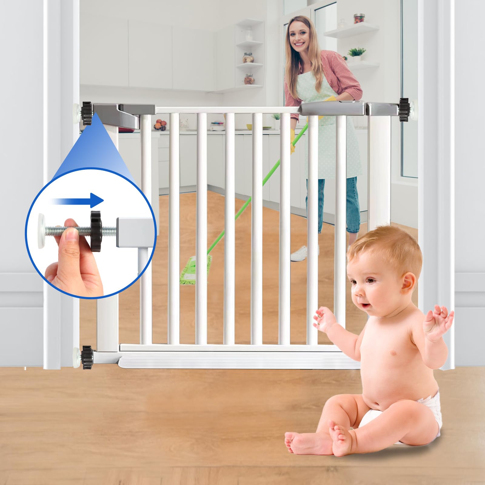 Pressure Mount Baby Gate Threaded Pivot Rod, 4-Pieces Pivot Screw Mounting Bolt Kit For Stair Gate Dog Gate