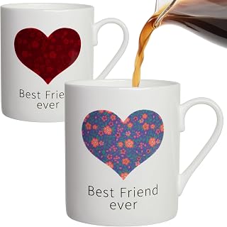 Changing Coffee Mug for Friends - 12oz Ceramic Cup with Heart Design Gift