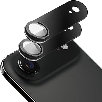 2-Pack Shatterproof Camera Lens Protector for iPhone 17 Air |AR Tempered Glass Strong Adsorption Metal Camera Cover ScreenBlack