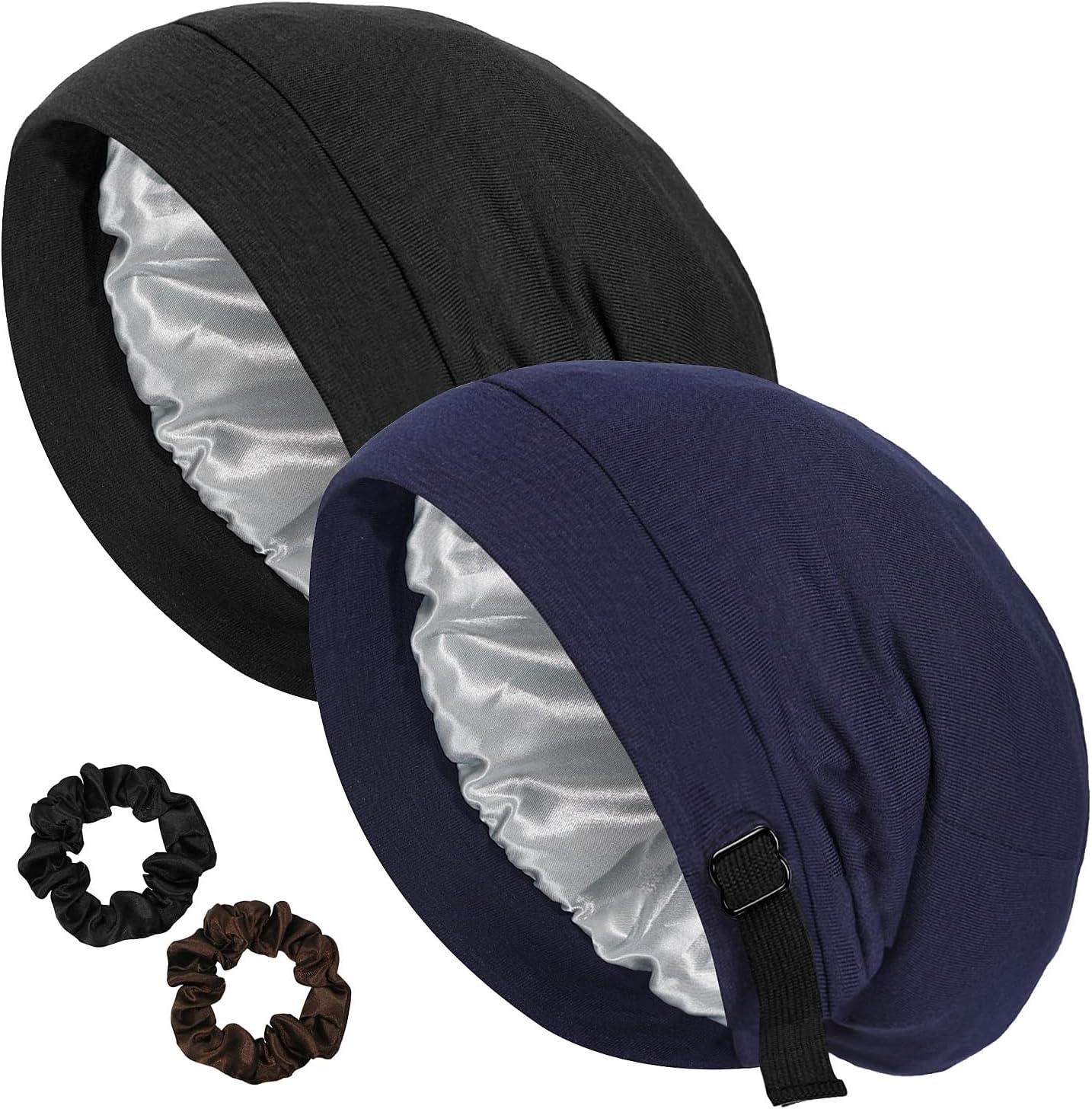 Silk Bonnet for Women Sleeping, Satin Lined Sleep Cap with Adjustable Band for Curly & Natural Hair, Silk Hair Wrap for Black Women