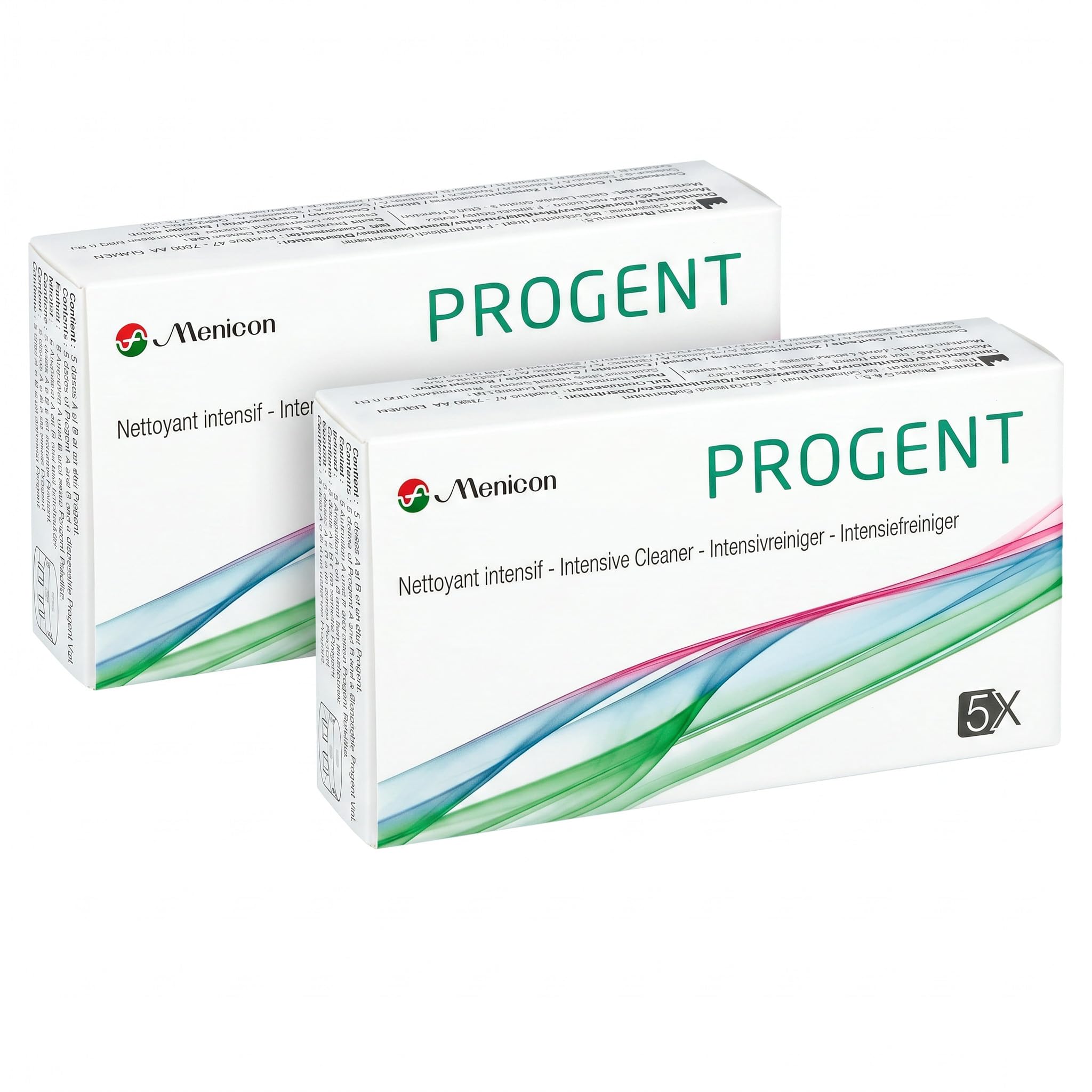 Menicon Progent SP Kontaktlinsen Intensivreiniger je 5 Ampullen A+B + Behälter (2x)