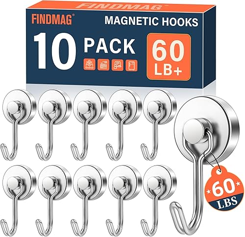 Vista 30 de FINDMAG Ganchos Magnéticos, Ganchos Magnéticos de 30+ libras 2026 Artículos Esenciales para Cruceros, Ganchos Magnéticos Fuertes para Refrigerador