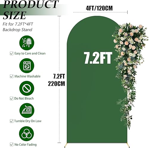 Miniatura 5 de Cubierta de fondo de arco de 7.2 pies, fondo de soporte de arco de elastano, cubierta de fondo de pared redonda ajustada, tela elástica para boda,